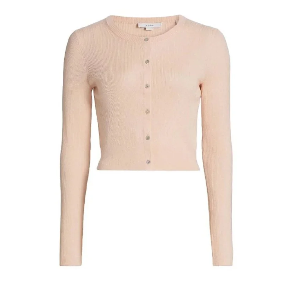 NEW Vince Ribbed Cashmere-Silk Slim Cardigan Spring classic - Picture 4 of 8